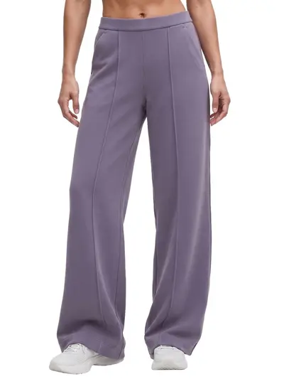 Kadın yoga pantolon geniş bacak, fleece astarı, yüksek bel