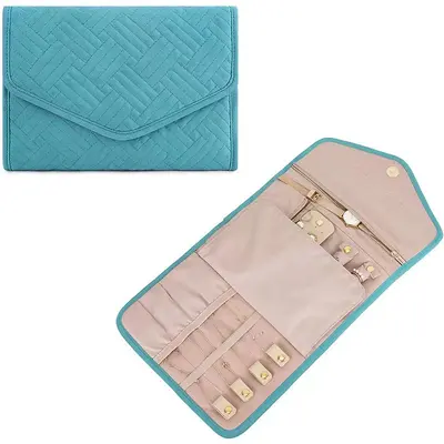 Schmuckkasten, tragbarer Reise-Schmuckkasten, Schmuckbox, faltbare Tasche, multifunktionale Halskette, Ohrringe, Schmucktasche - 12