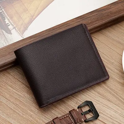 Kurze Herrenbrieftasche aus PU mit Klammer, schlicht im Business-Stil