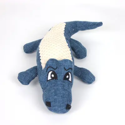 Plush Dog Crocodile Toy with Squeaker, Durable Teeth Cleaning Chew - 8