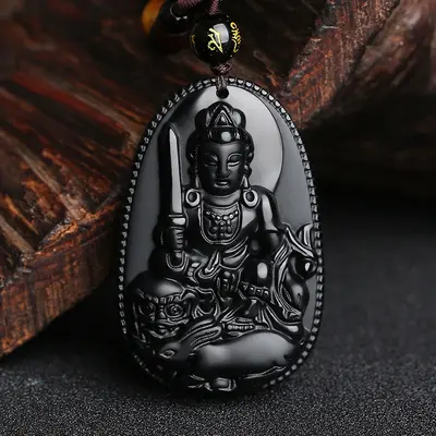 Doğal obsidyen Buda kolye, sekiz koruyucu melek, zodyak - 9