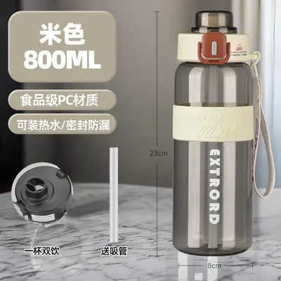 Sporttrinkflasche, großes Fassungsvermögen, doppelwandige Trinkflasche, hitzebeständige Trinkflasche mit Strohhalm, attraktive Trinkflasche für Jungen und Mädchen, tragbarer Wasserbehälter mit Fallschutz - 8