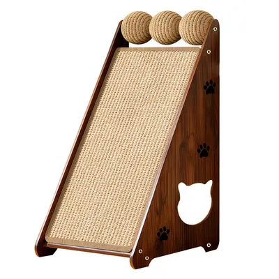Vertical Sisal Cat Scratcher Board with Ball, Wear-Resistant, No Shedding - 5