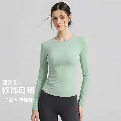 瑜伽服女2026夏季新款长袖修身跑步运动普拉提训练健身上衣批发