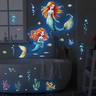 YCL6041 Luminous Mermaid Underwater World Glow-in-the-Dark Wall Sticker