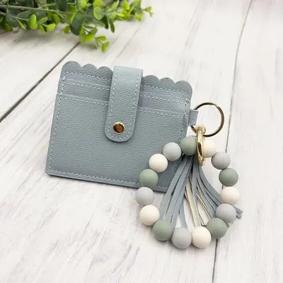 Silikonperlen-Armband mit Kartenhalter, Damenbrieftasche aus PU - 10