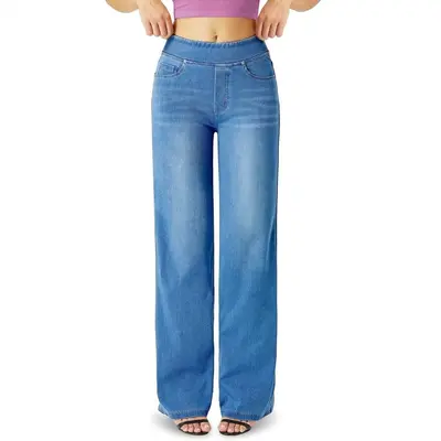Women's Wide-Leg Jeans, Washed, Comfortable, Spring and Autumn