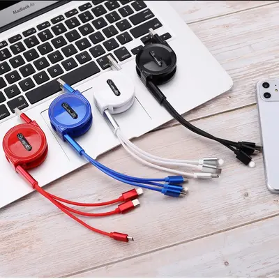 Pinou ein bis drei Datenkabel ausziehbar drei in einem Ladekabel USB Mobiltelefon ein bis drei Schnellladung Geschenk Anpassung - 3