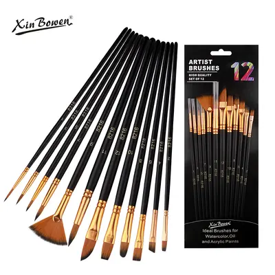 12 Parça Nylon Fırça Seti Yağlı Boya Akrilik - 7