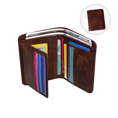 Men's Retro PU Short Wallet with Card Slots and Coin Pocket - 9