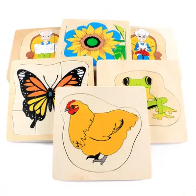 Montessori Ahşap Çok Katmanlı Hayvan Puzzle Çocuklar İçin Eğitici - 5