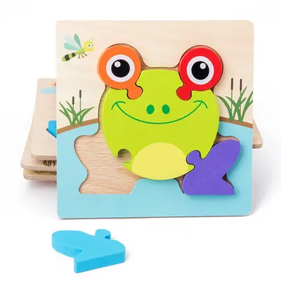 Ahşap 3D Yapboz Blok Seti, 2-5 Yaş Bebek ve Küçük Çocuk Eğitici Oyuncak - 3