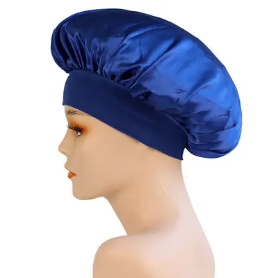 Women's Satin Chemo Sleep Cap, Wide-Brim Stretch Knit Hat - 9