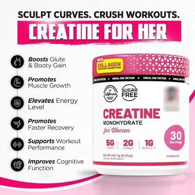 TK跨境Creatine power肌酸粉一水合物优化女性提臀运动健身肌酸