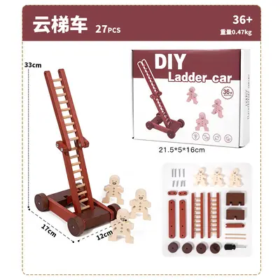 Ahşap DIY montaj yapı blokları, araba ve uçak, çocuk eğitici oyuncak - 9