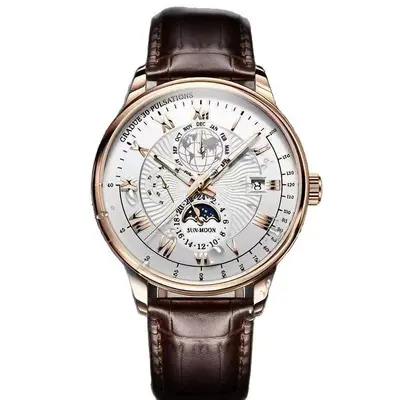 Cross-border Men's Business Watch Premium Stylish Non-mechanical Calendar Leather Strap Quartz Wristwatch