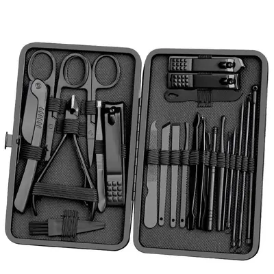 24-teiliges schwarzes Nagelscherensatz Pediküre-Werkzeug - 5