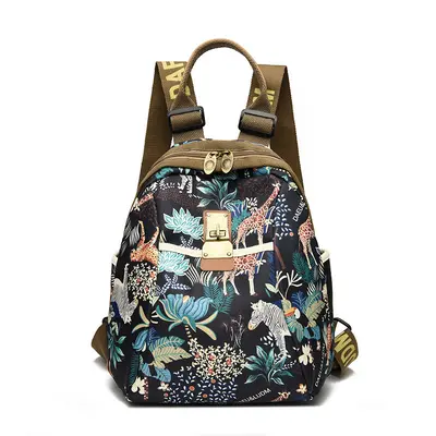 Women's Canvas Backpack, Large Capacity, Printed, Travel - 13