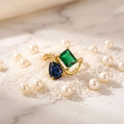 12 Birthstone Ring Replaceable Colored Gemstone Ring Luxury Titanium Steel Gold Plated Ring Women - 10