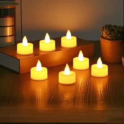 LED küçük çay mumu itiraf teklifi atmosfer dekorasyonu sahne malzemeleri yapay yuvarlak Sevgililer Günü dumansız dijital küçük mum