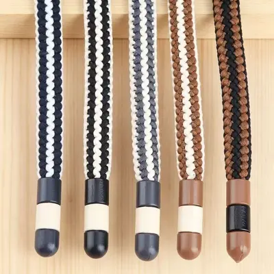7mm Nylon Flat Drawstring Cord Set, Alloy Tips, 3 Pieces