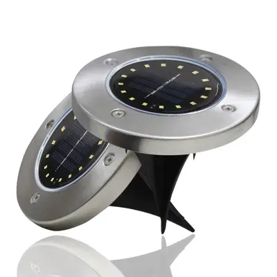 Solar 8 LED Stainless Steel Lawn Light, Waterproof