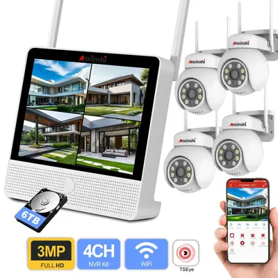 2-Megapixel 4-Kanal drahtloses WIFI-PTZ-Sicherheitskamerasystem mit bidirektionaler Audiofunktion und Monitor-Set