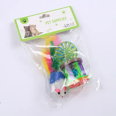 Katzenspielball-Set mit Geräuschball, Plüschmaus und Glöckchen - 6