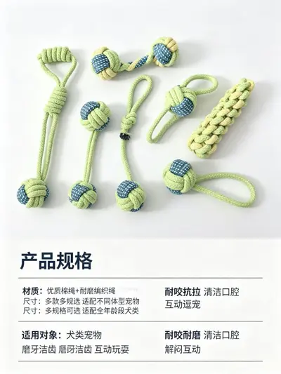 Durable Chew Rope Knot Ball Dog Toy Set for Small and Medium Dogs - 8