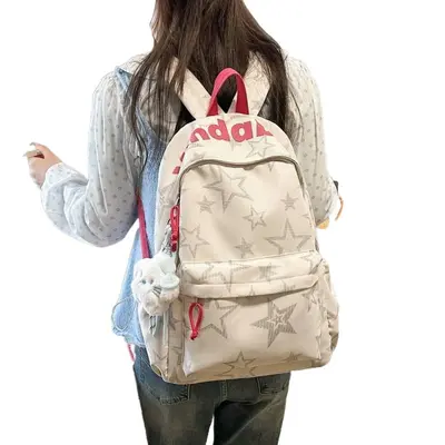Large Capacity Lightweight Star Print Student Backpack - 6