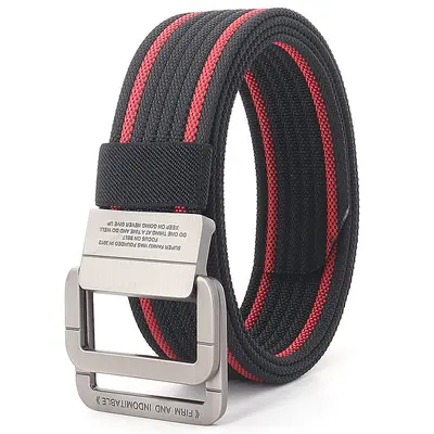 Alloy double ring buckle men's belt Korean style woven nylon tactical sports outdoor pants belt canvas wholesale men's style - 11