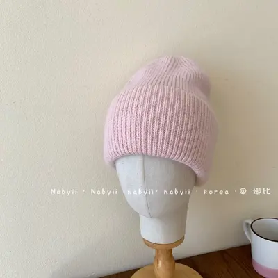 Angora Rabbit Fur Wool Knit Hat, Soft Multicolor Blogger Style - 7