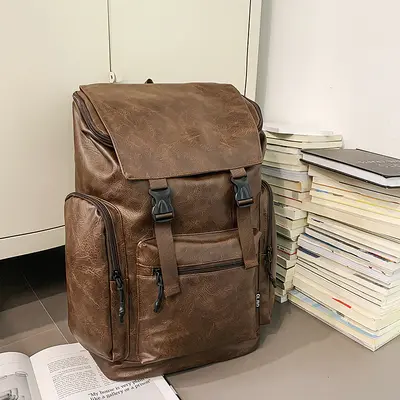 Cross-Border Business Laptop-Rucksack Unisex Neues Modell Weiches Leder Doppelter Schultergurt Modische Pendler-Tasche Großes Fassungsvermögen Reiserucksack