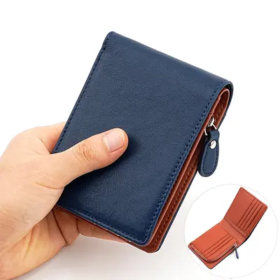 Erkek Kısa Gerçek Deri Cüzdan, YKK Fermuarlı - 10