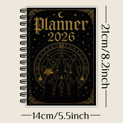 Ежедневник-органайзер «Witchy» на 2026 год с ежедневным планером, ритуальными подсказками, фазами луны и астрологией, на пружине