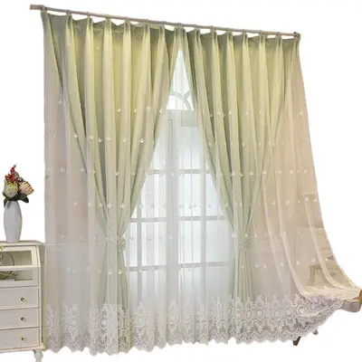 Double-Layer Blackout and Sheer Curtain for Bay Windows and Living Rooms