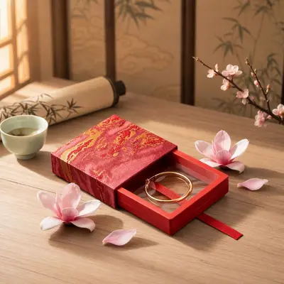 In Stock Gold-Plated Jewelry Box PE Film Storage Box Crystal Bracelet Packaging Box Drawer Suspension Box Beaded Bracelet Box - 8