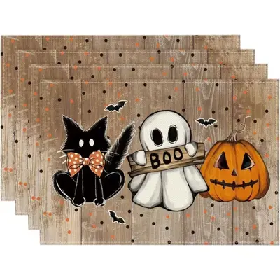 Halloween Ghost Linen Placemat, Waterproof for Restaurant Table