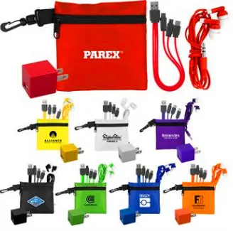 Reise-Kfz-Schnellladegerät 1-zu-3 Datenkabel 3-in-1-Adapter Stecker mit EVA-Aufbewahrungstasche Set