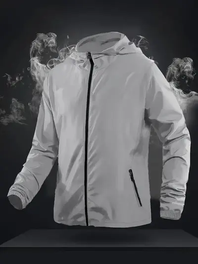 Men's Plus-Size Hooded Windproof Running Jacket, Loose Fit - 9