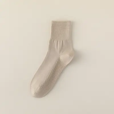 Men's Spring and Autumn Sports and Casual Cotton Socks Sweat-Absorbing and Breathable Men's Seamless Work Pure Color Summer Mid-Calf Cotton Socks - 13