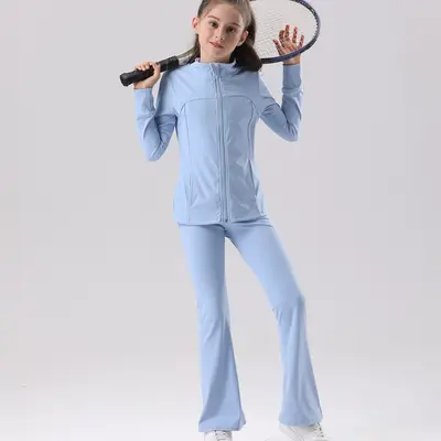 Children's UV-Protective Yoga Set, Breathable Long-Sleeve Jacket for Girls - 5