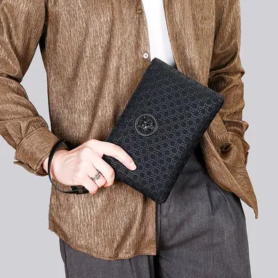 Herren-Clutch im Geflechtmuster mit Handyfach - 3