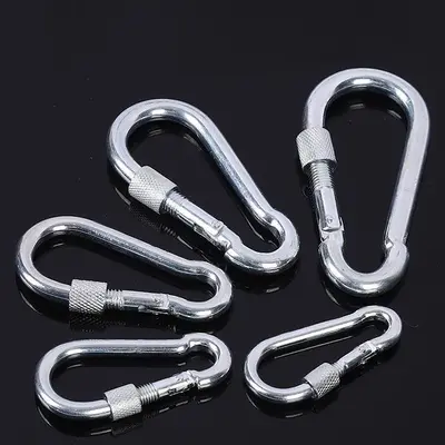 Spring Buckle Metal Safety Hook, Galvanized Pear-Shaped Carabiner