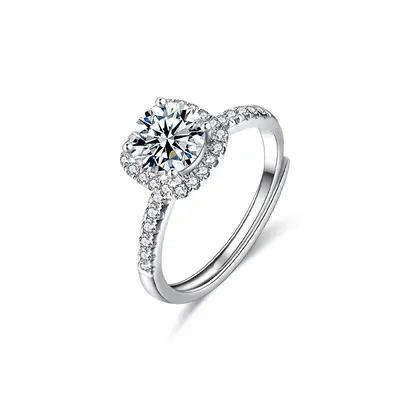 S925 silver moissanite sugar cube ring for women - 7