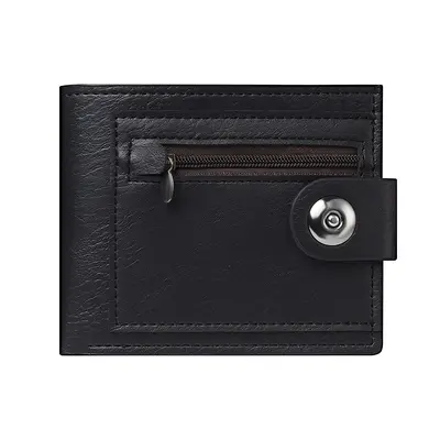 Men's Slim Short Wallet with Zipper Coin Pocket, Leather - 5
