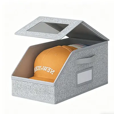 Large Foldable Hat Storage Box with Lid - 7