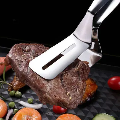 304 paslanmaz çelik biftek spatula barbekü maşa ızgara balık maşa yiyecek maşa mutfak ekmek gözleme Kore barbekü kızarmış balık maşa - 9