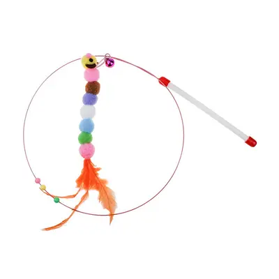 Cat teaser wand toy with two-color feathers, high durability, 6 pcs - 11