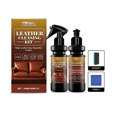 HOMONTH Leather Cleaning and Care Kit with Nourishing and Shine Restoring Agent